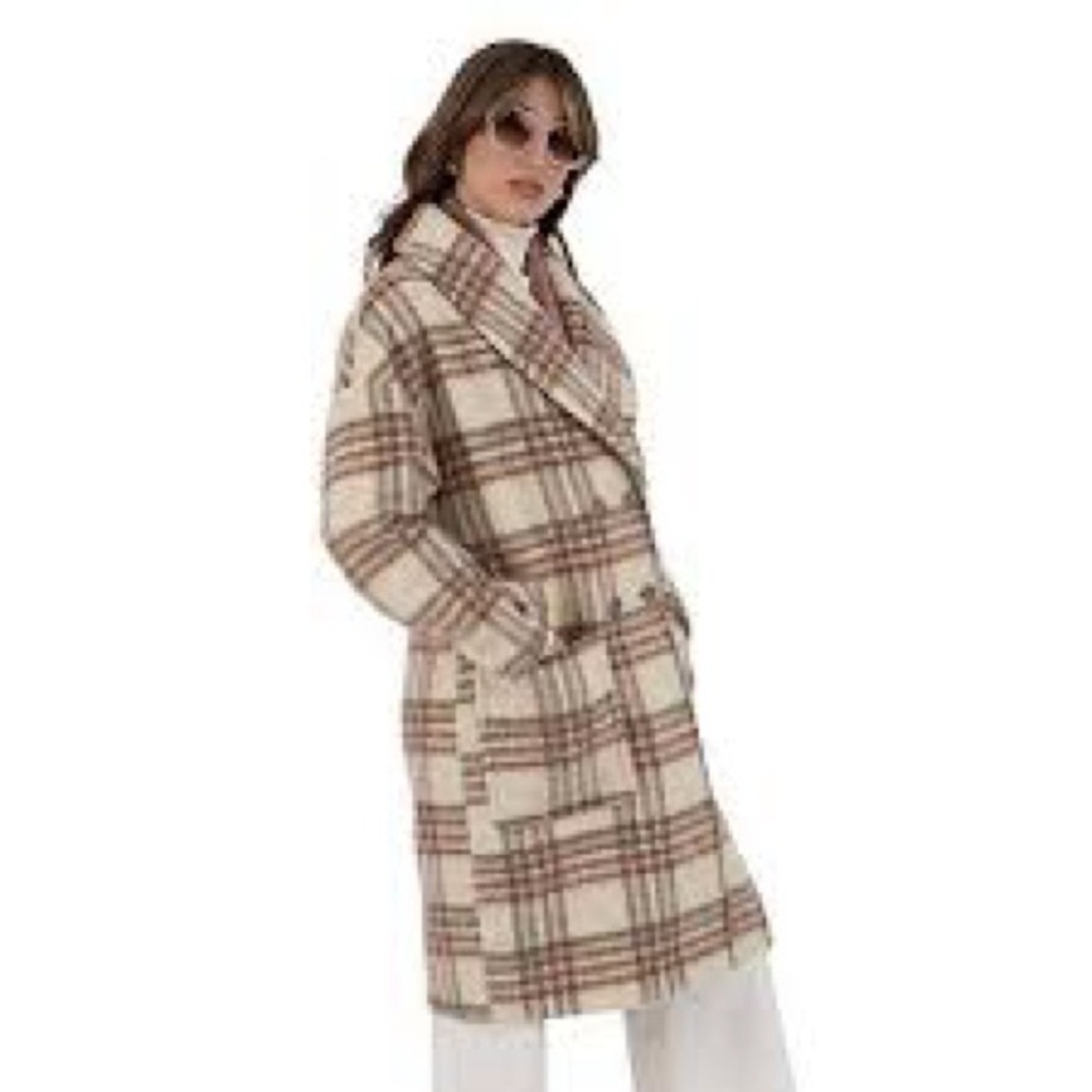 Nine West Modern Shawl Collar Double Breasted Coat
